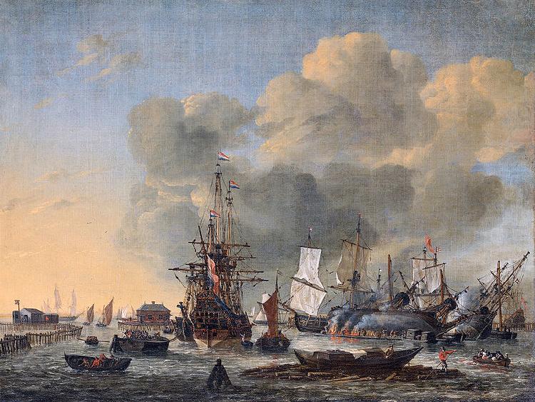Caulking ships at the Bothuisje on the Y at Amsterdam, Reinier Nooms